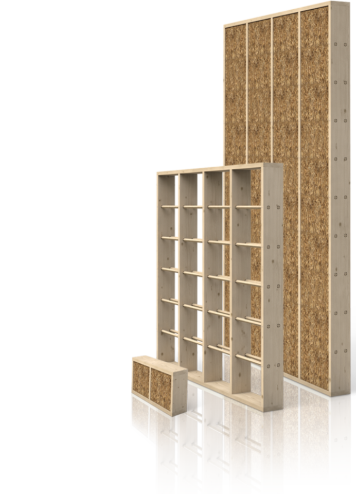 Moduły drewniano-słomiane, konstrukcja na ściany, stropy i dach